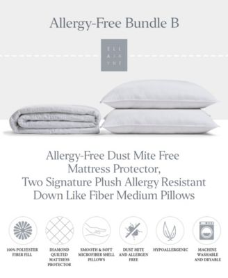 Signature Plush Allergy Free 3-Pc. Pillows and Mattress Pad Bundle, Queen