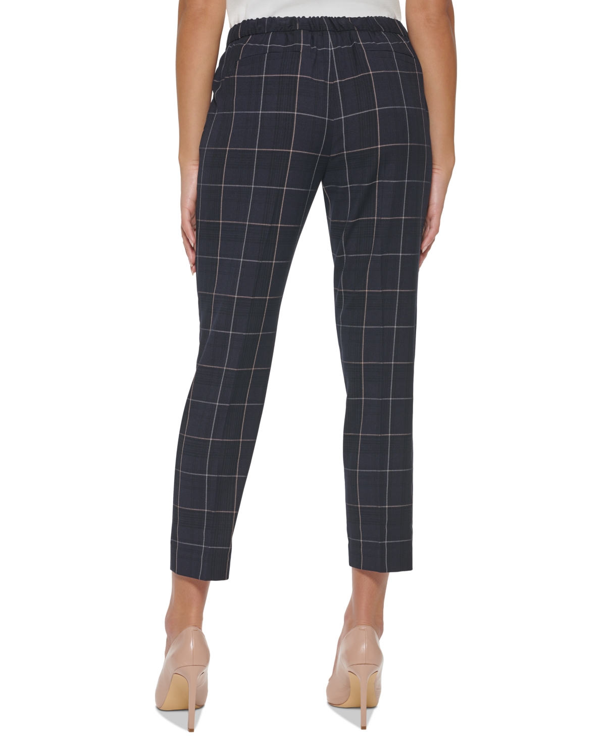 Tommy Hilfiger Women's Mid-Rise Plaid Ankle Pants - Grey Multi