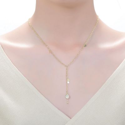 14K Gold Plated "Y" Paperclip Necklace