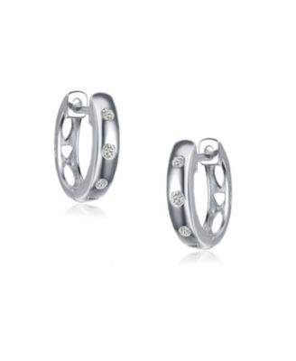 CZ Sterling Silver Cubic Zirconia Mini Hoop Earrings