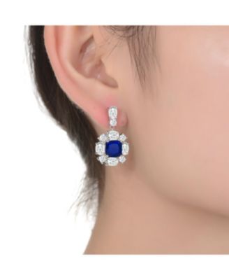 White Gold Plated Cubic Zirconia Accent Dangle Earrings