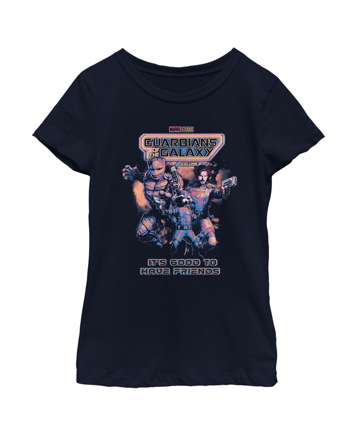 Marvel Kids' Girl's Guardians Of The Galaxy Vol. 3 It's Good To Have Friends Child T-shirt In Navy Blue