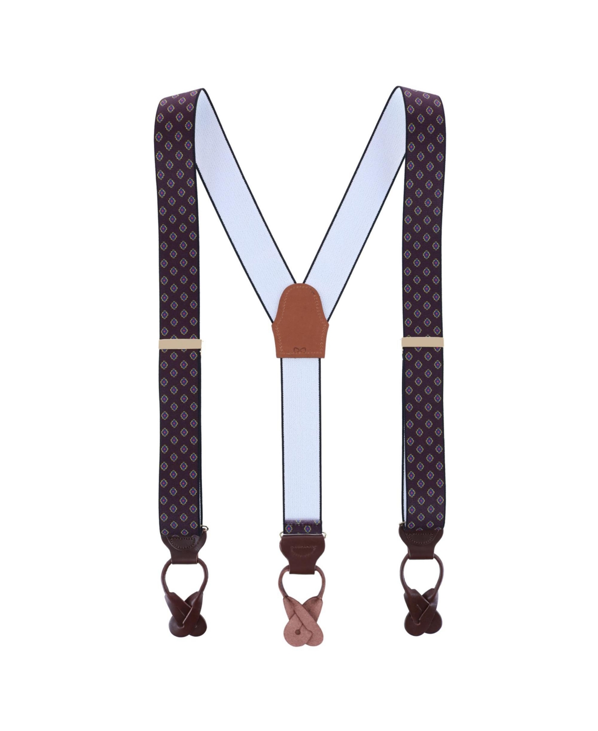 Men's Luxe Diamond Elastic Button End Suspenders - Burgundy