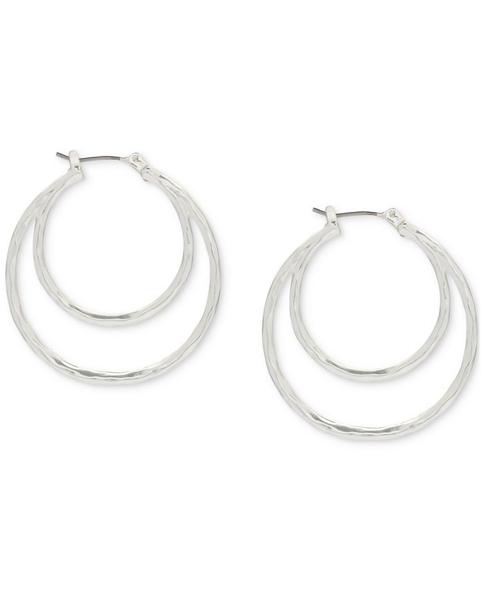 Lucky Brand SilverTone Medium DoubleRow Hoop Earrings, 1.38" Macy's