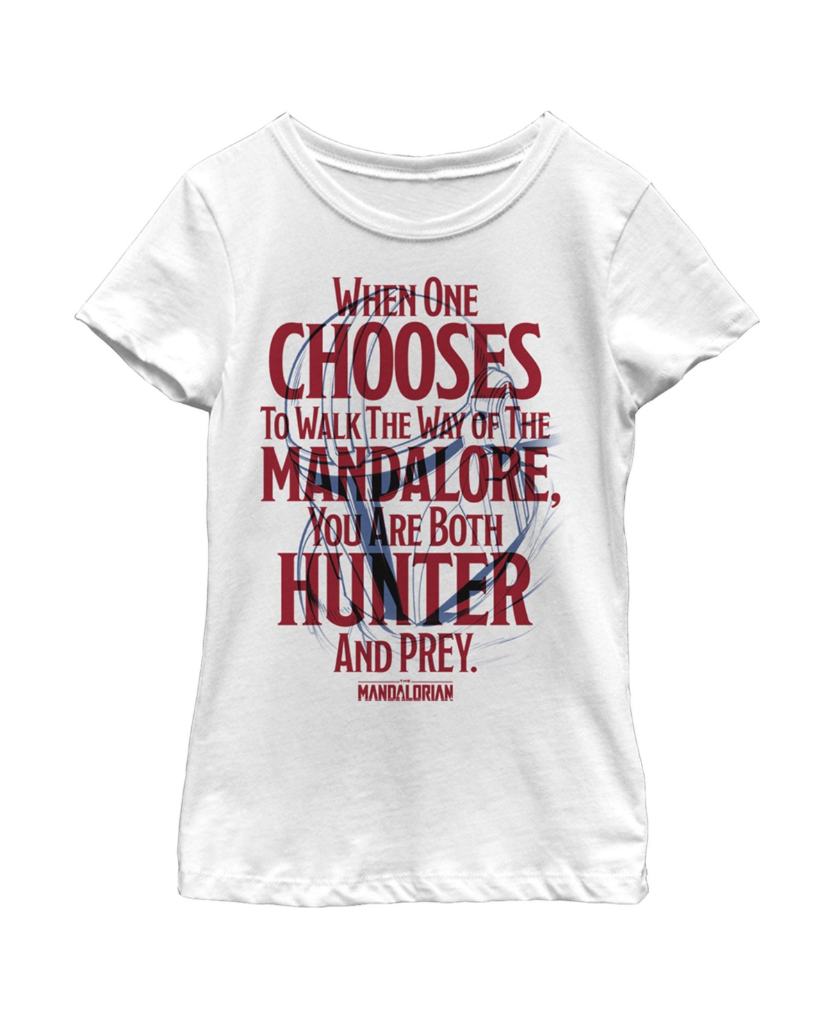 Disney Lucasfilm Kids' Girl's Star Wars: The Mandalorian You Are Both Hunter And Prey Child T-shirt In White