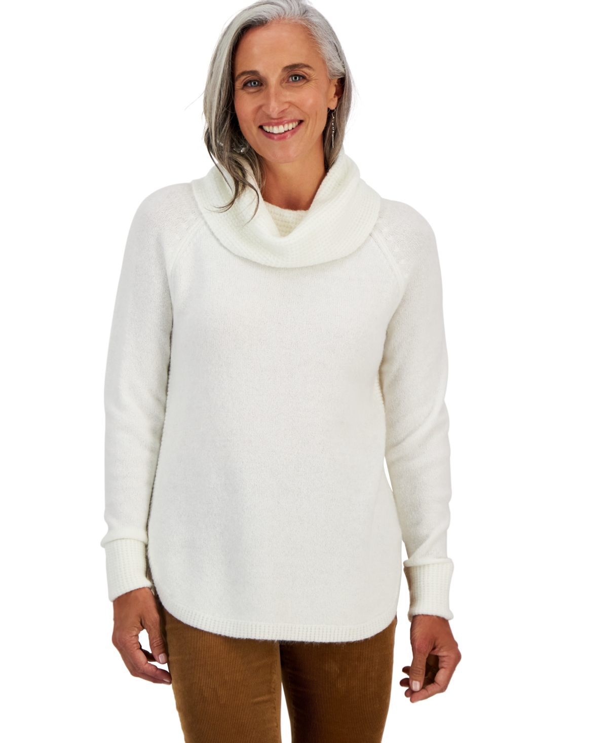 Style & Co Waffle Cowlneck Tunic, Regular & Petite, Created For Macy's In Shiitake