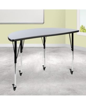 Mobile 47.5" Half Circle Wave Flexible Collaborative Adjustable Height Activity Table