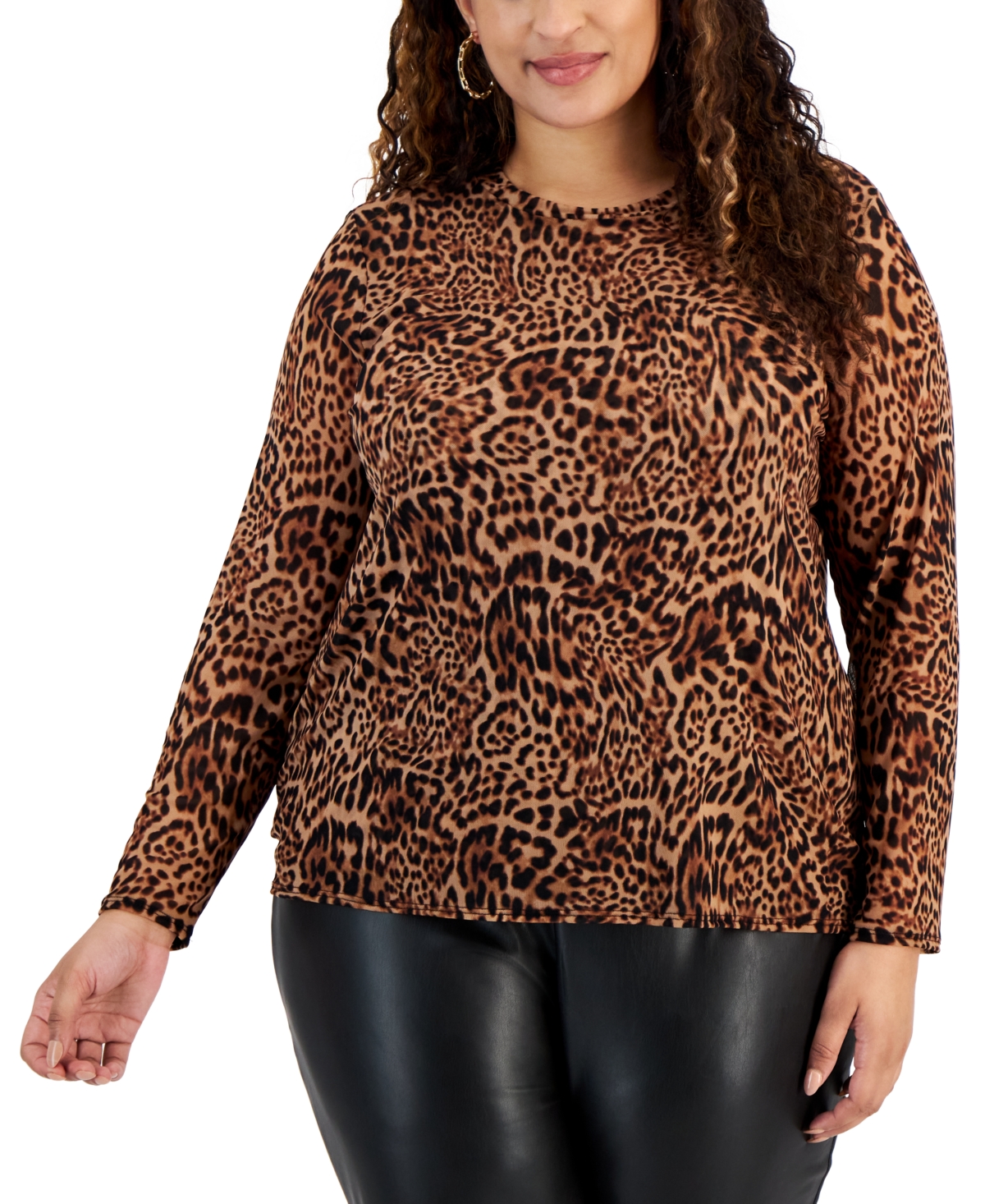 Inc International Concepts Plus Size Animal-print Mesh Top, Created For Macy's In Maisie Animal