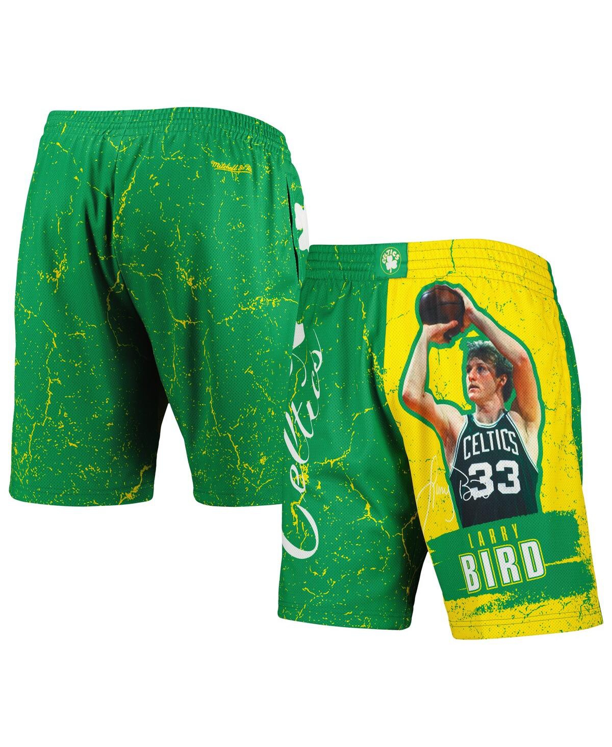 Men's Mitchell & Ness Larry Bird Green Boston Celtics Hardwood Classics Player Burst Shorts - Green