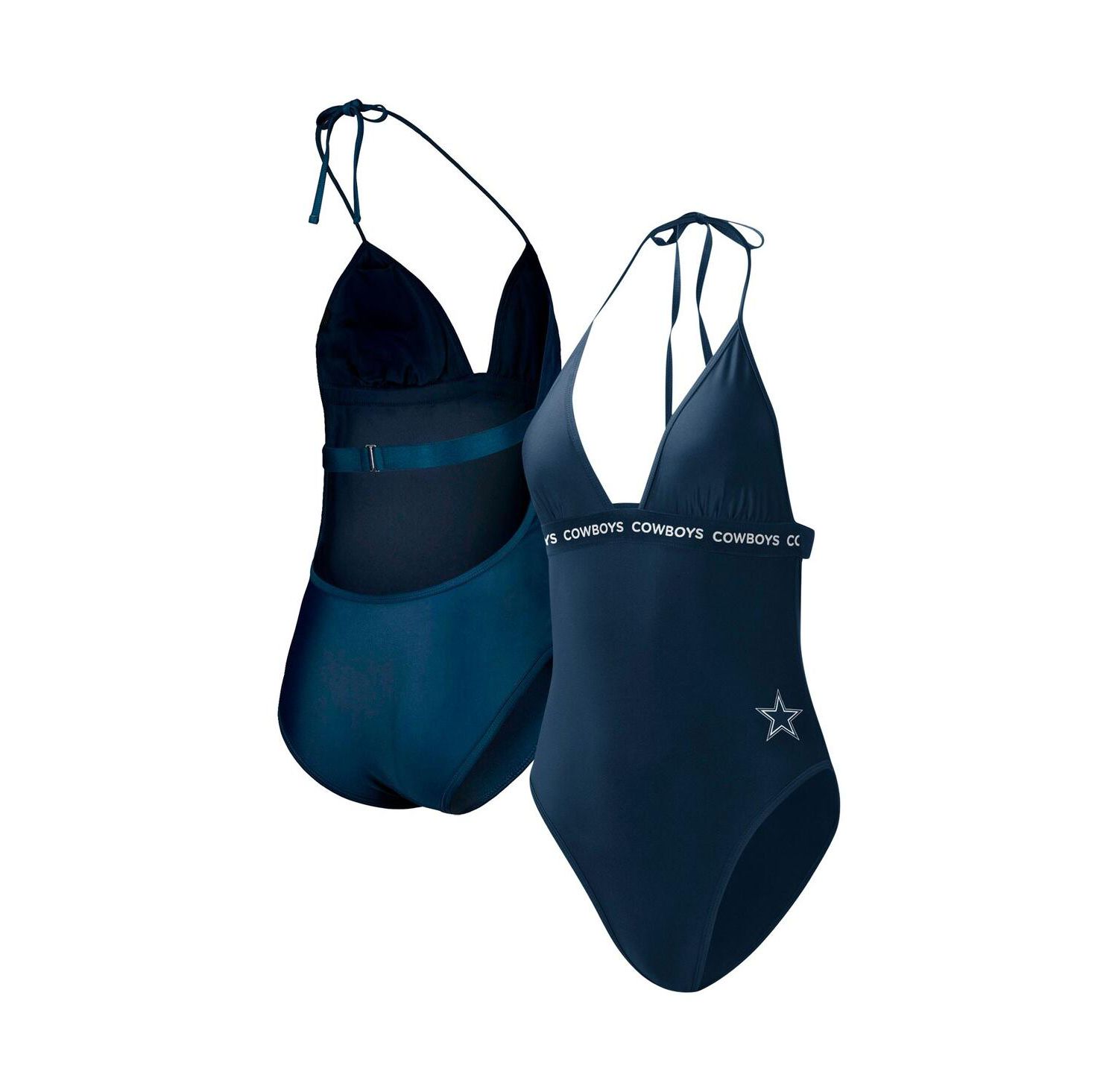 Women's Navy Dallas Cowboys Full Count One-Piece Swimsuit