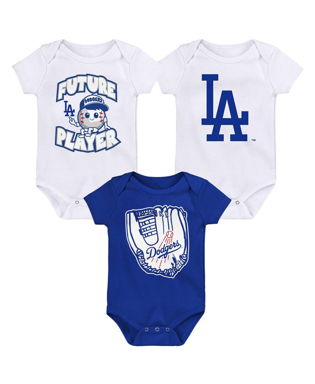 Outerstuff Infant Boys And Girls Royal, White, White Los Angeles Dodgers Minor League Player Three-pack Bodysui In Royal,white