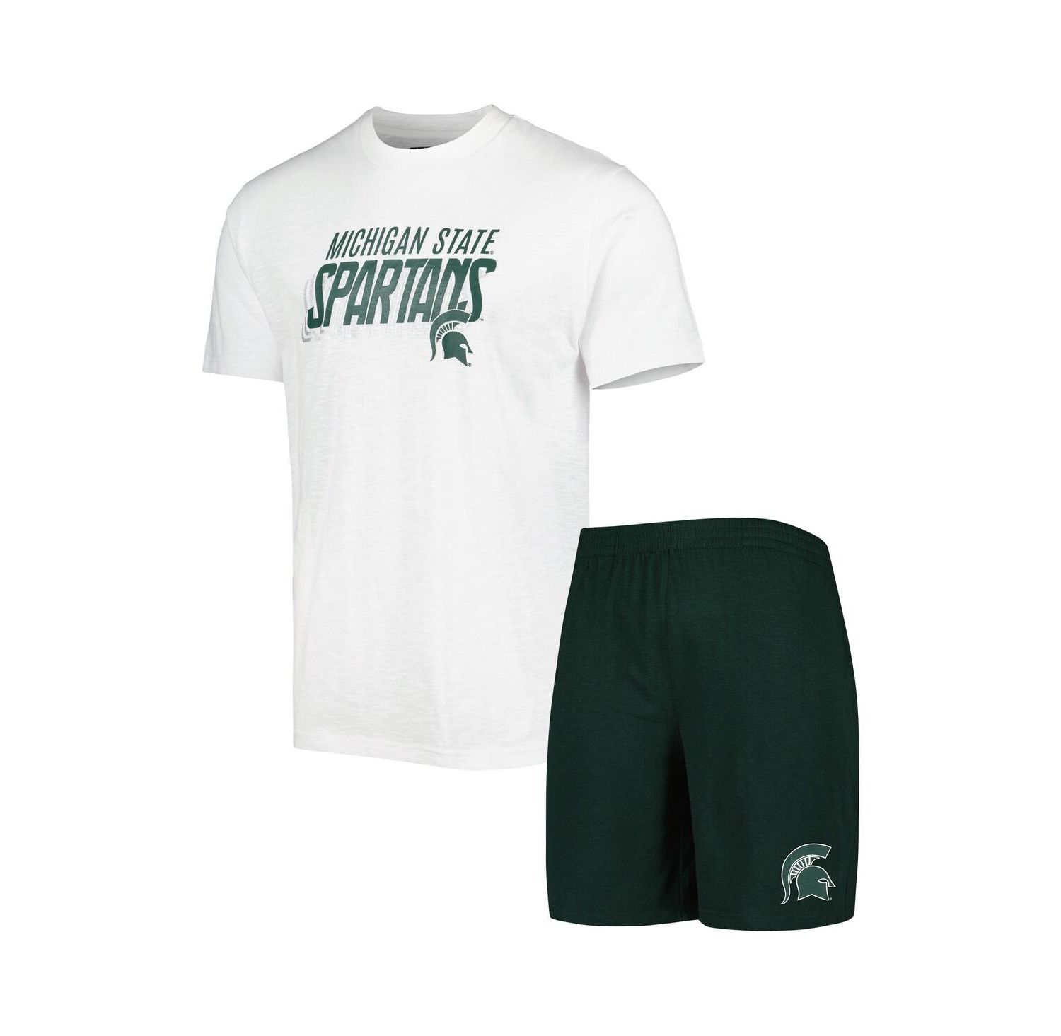 Men's Green, White Michigan State Spartans Downfield T-shirt and Shorts Set