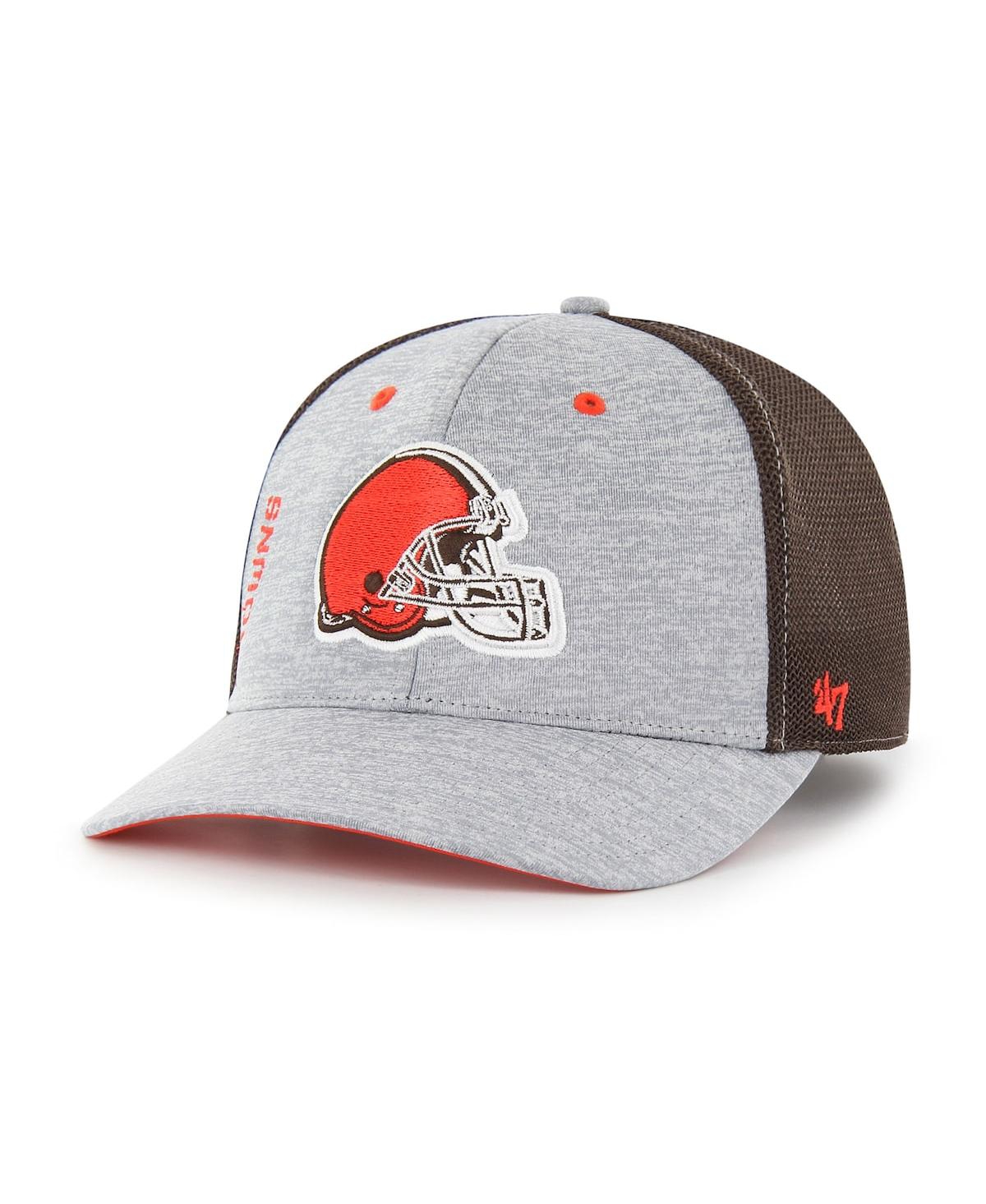 47 Brand Men's ' Gray, Brown Cleveland Browns Pixelation Trophy Flex Hat In Gray,brown