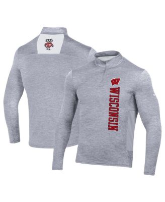 Men's Heather Gray Wisconsin Badgers Gameday Twist Quarter-Zip Top