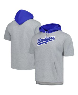Men's Heather Gray Los Angeles Dodgers Postgame Short Sleeve Pullover Hoodie