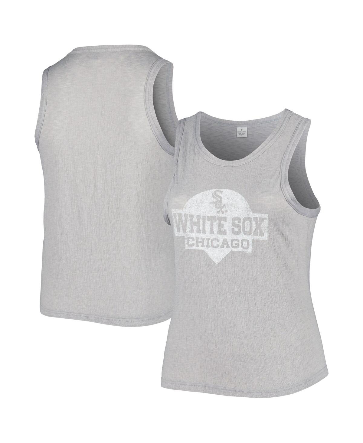 Soft As A Grape Gray Chicago White Sox Plus Size High Neck Tri-blend Tank Top In Gray