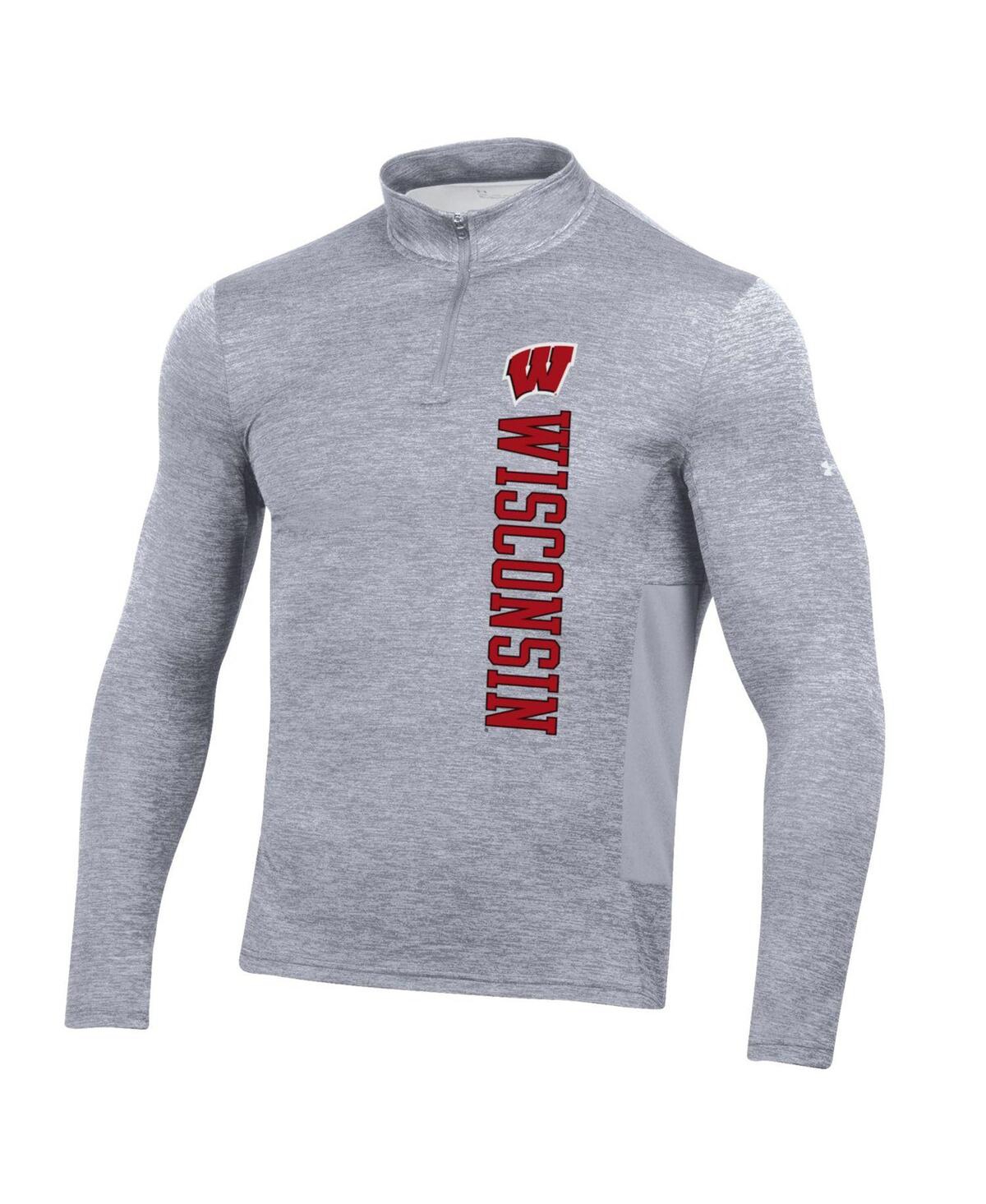 Under Armour Heather Gray Wisconsin Badgers Gameday Twist Quarter-zip Top In Heather Gray