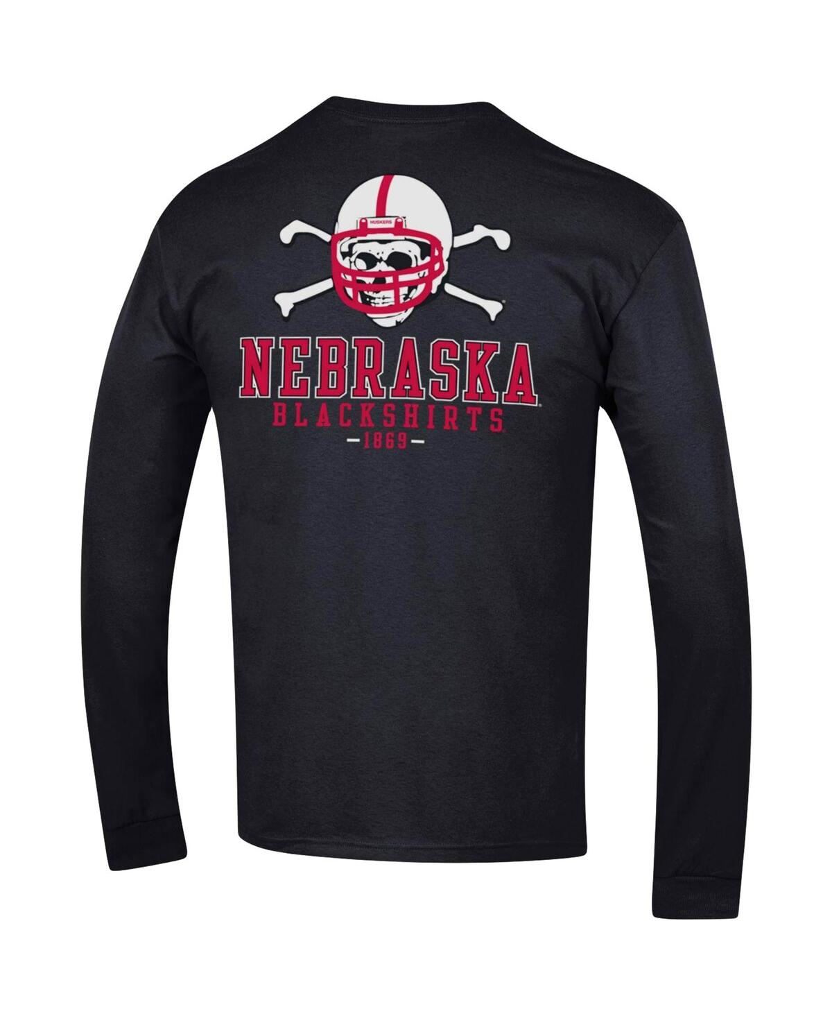 Shop Champion Men's  Black Nebraska Huskers Team Stack Long Sleeve T-shirt