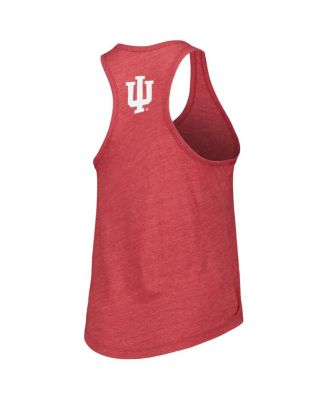 Women's Heather Crimson Indiana Hoosiers Two-Hit Intramural Tri-Blend Scoop Neck Racerback Tank Top