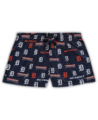 Women's White, Navy Detroit Tigers Plus Size Tank Top and Shorts Sleep Set