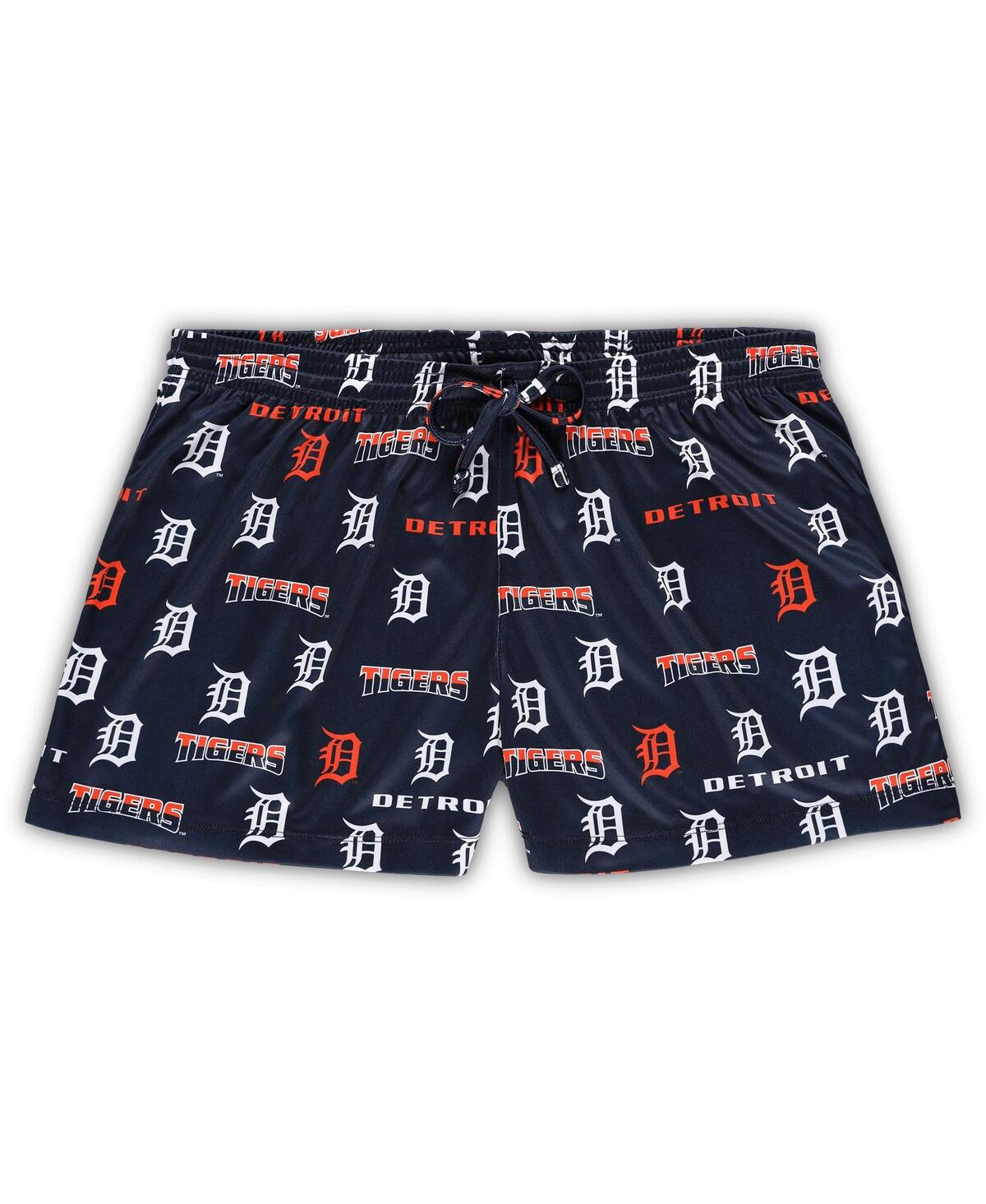 CONCEPTS SPORT WOMEN'S CONCEPTS SPORT WHITE, NAVY DETROIT TIGERS PLUS SIZE TANK TOP AND SHORTS SLEEP SET 