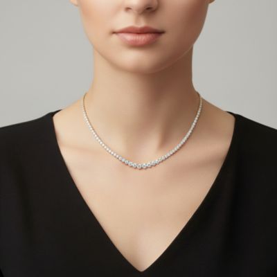 Stylish Cubic Zirconia Graduated Tennis Chain Necklace