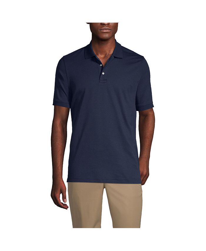 Lands' End Men's School Uniform Short Sleeve Interlock Polo Shirt - Macy's