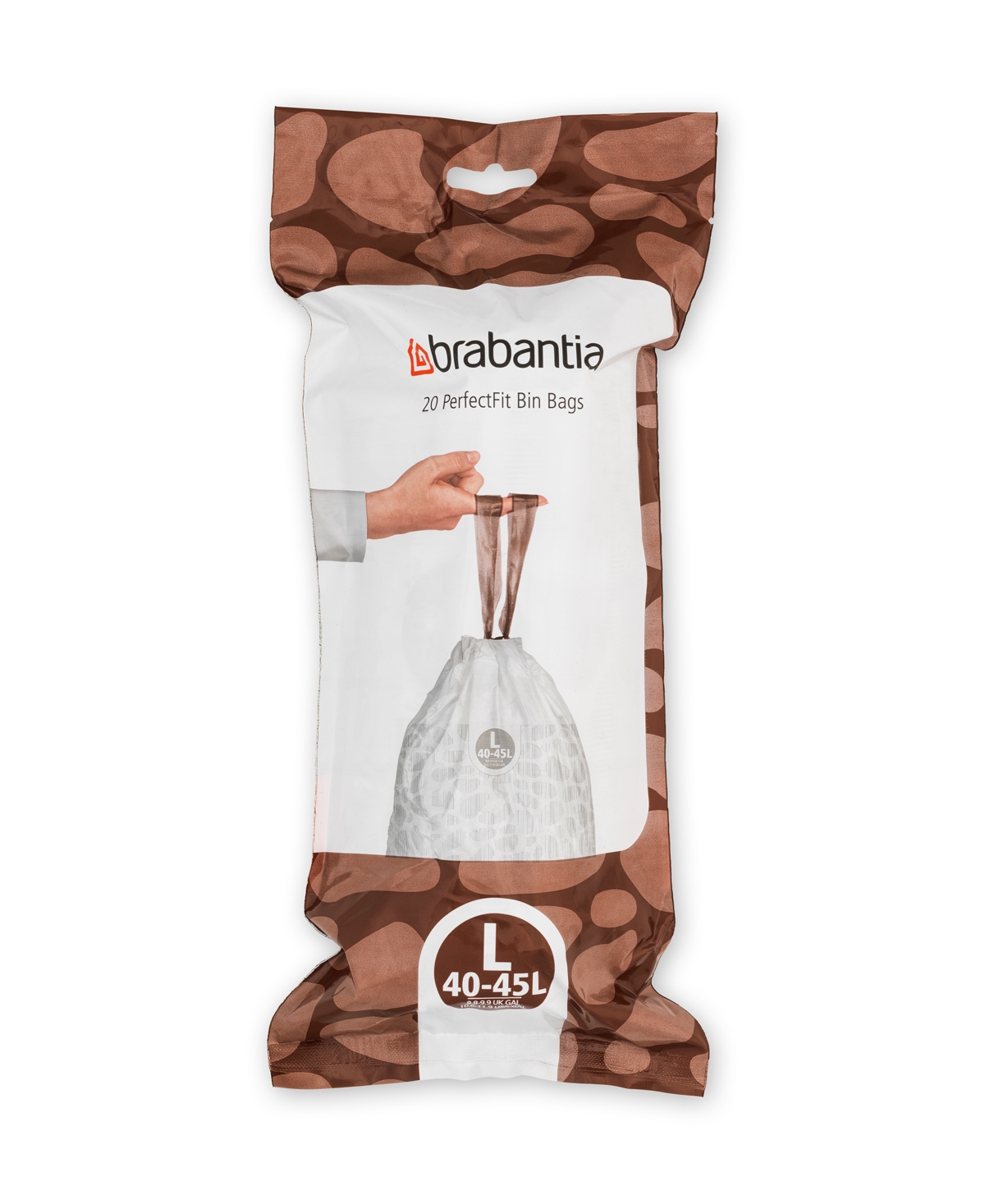 Brabantia Perfectfit Trash Bags, Code L, 12 Gallon, 40-45 Liter, 120 Trash Bags In White