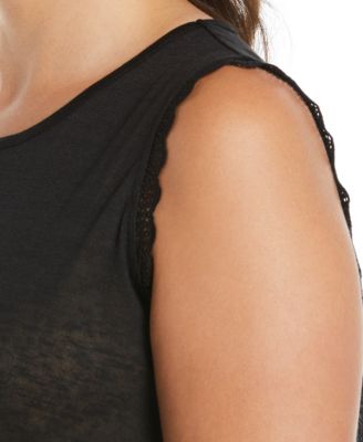 Plus Size Crochet Trim Sleeveless Top