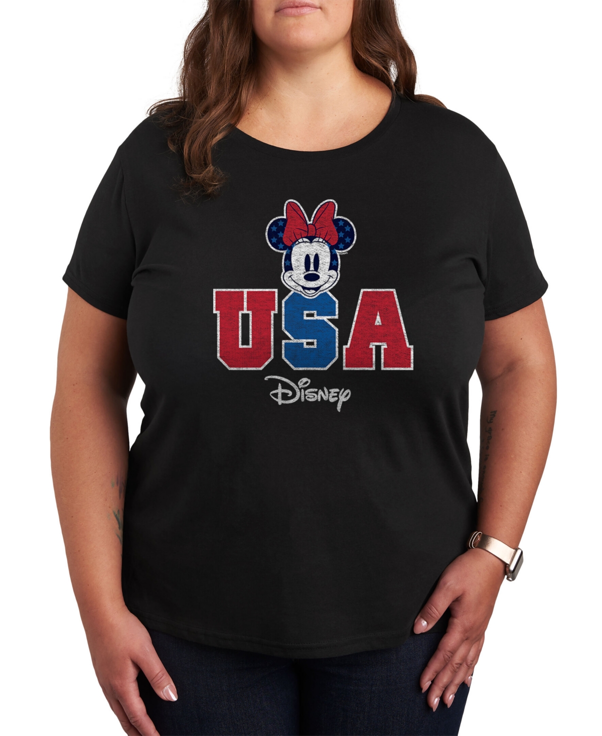 Air Waves Trendy Plus Size Minnie Mouse Graphic T-shirt In Black
