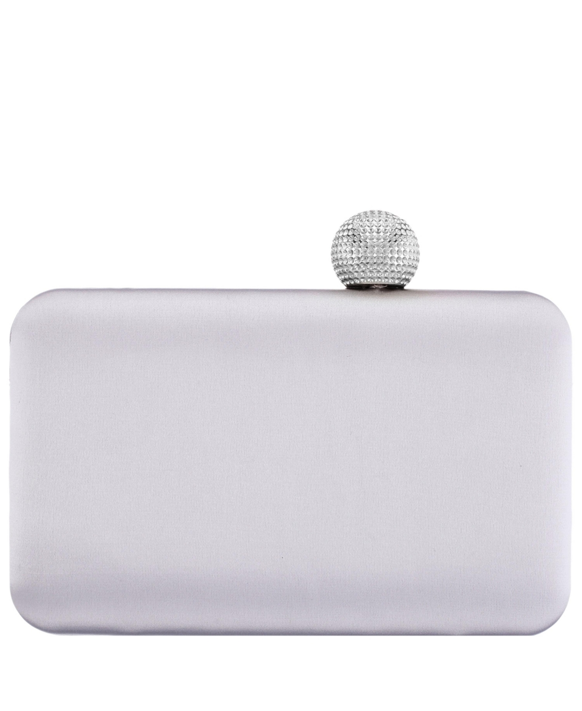 Satin Minaudiere Crystal Clasp Clutch - Ivory