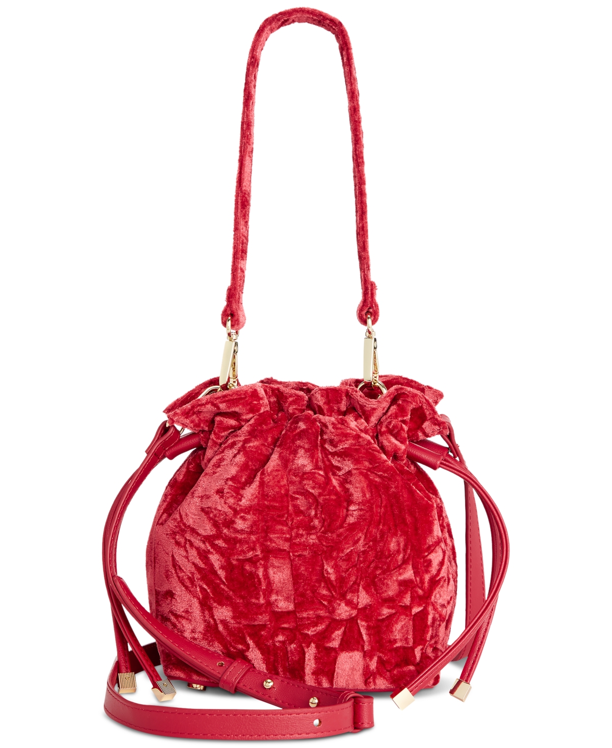 Inc International Concepts Meliss Small Velvet Bucket Bag, Created For Macy's In Red Pepper Vlvt
