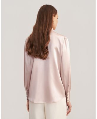 Vintage Bow Tie Silk Blouse for Women