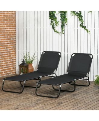 Folding Chaise Lounge Pool Chairs, Reclining Back, Steel Frame & Breathable Mesh for Beach, Yard, Patio