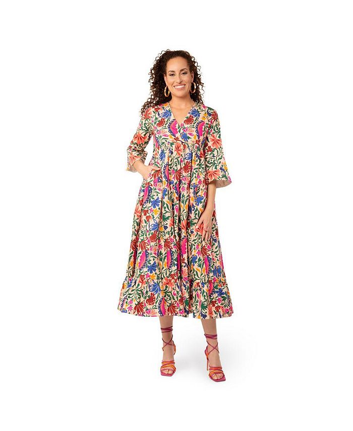 Leota Women s Sariah 3 4 Sleeve Poplin Maxi Dress Macy s