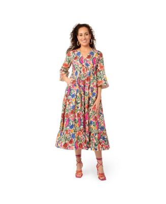 Women's Sariah 3/4 Sleeve Poplin Maxi Dress - Macy's