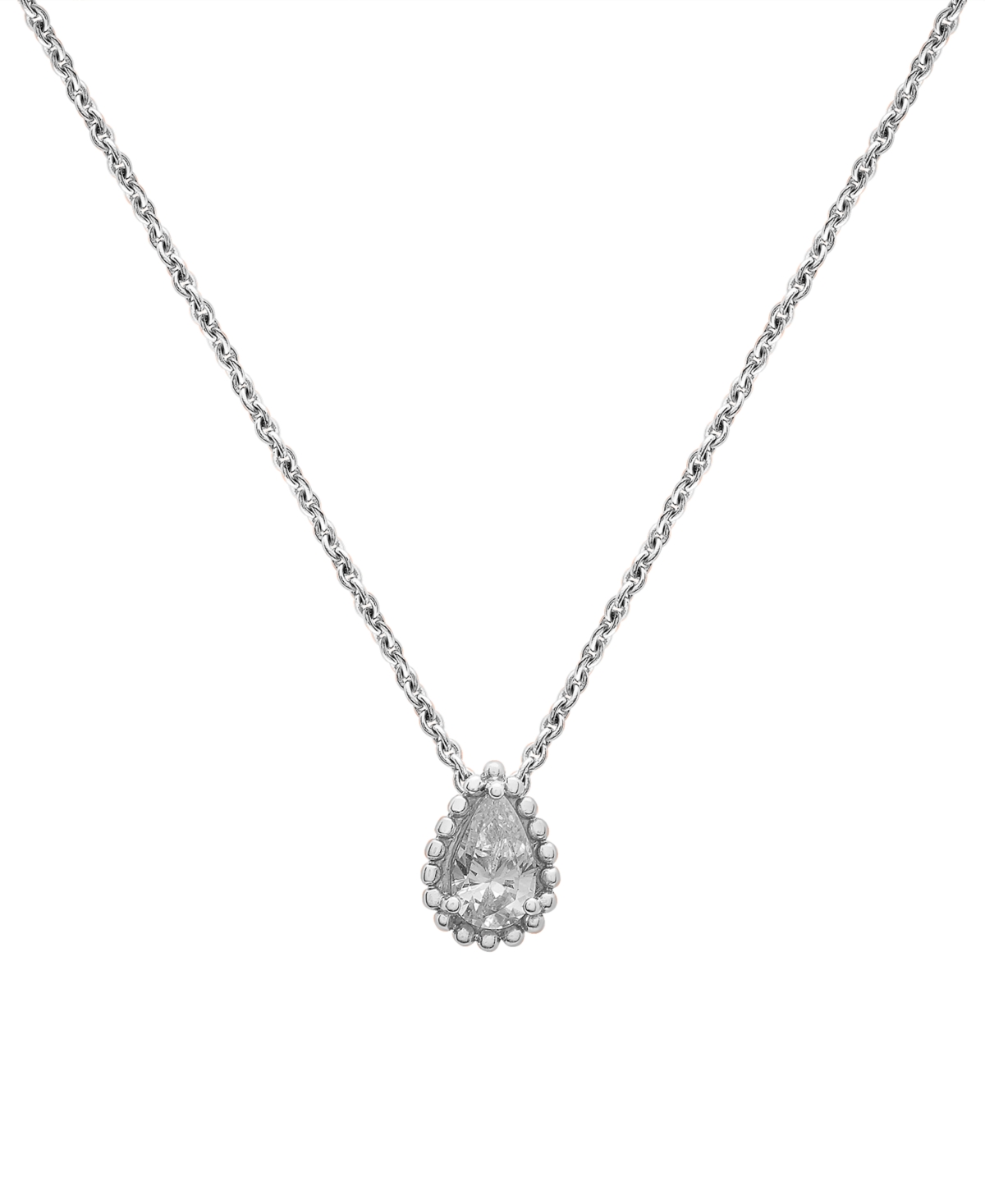 Macy's Diamond Pear Solitaire Pendant Necklace (1/4 Ct. T.w.) In 14k Gold, 16" + 2" Extender In White Gold