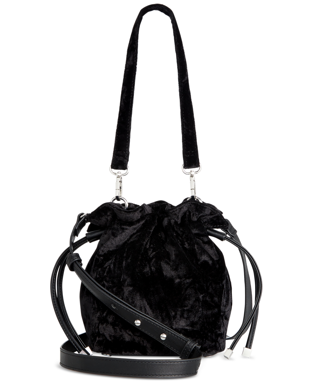 Inc International Concepts Meliss Small Velvet Bucket Bag, Created For Macy's In Black Velvet