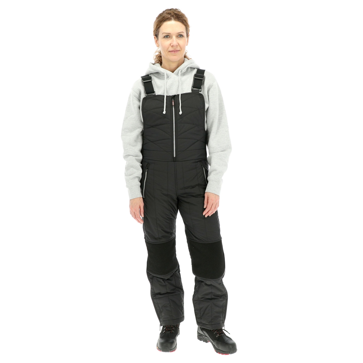 Women's Diamond Quilted Insulated Bib Overalls with Performance-Flex - Black