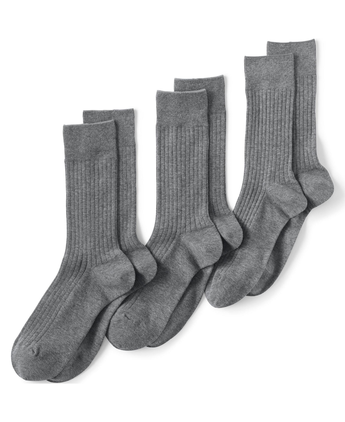 Men's Seamless Toe Cotton Rib Dress Socks (3-pack) - Pewter heather