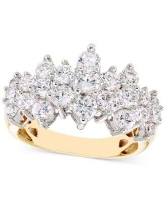 Macy's - Diamond Horizontal Cluster Ring (2 ct. t.w.) in 14k Gold