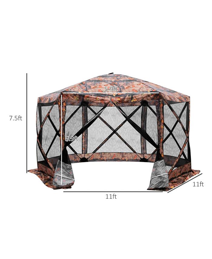Outsunny Hexagon Screen House Pop Up Tent Gazebo with Mesh Netting Walls, Carry Bag & Shaded