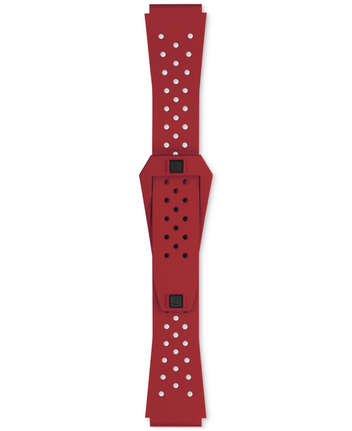 Shop Tissot Men's Swiss Automatic Sideral S Red Perforated Rubber Strap Watch 41mm