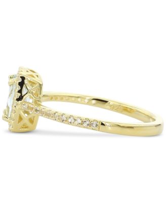 Aquamarine (1-1/4 ct. t.w.) & White Topaz (1/5 ct. t.w.) Halo Ring in Gold-Plated Sterling Silver (Also in Tanzanite & Morganite)