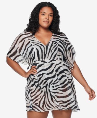 Lauren Ralph Lauren - Plus Size Zebra-Print Tunic Cover-Up