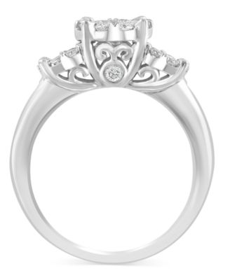EFFY&reg; Diamond Trio Cluster Ring (1-1/2 ct. t.w.) in 14k White Gold