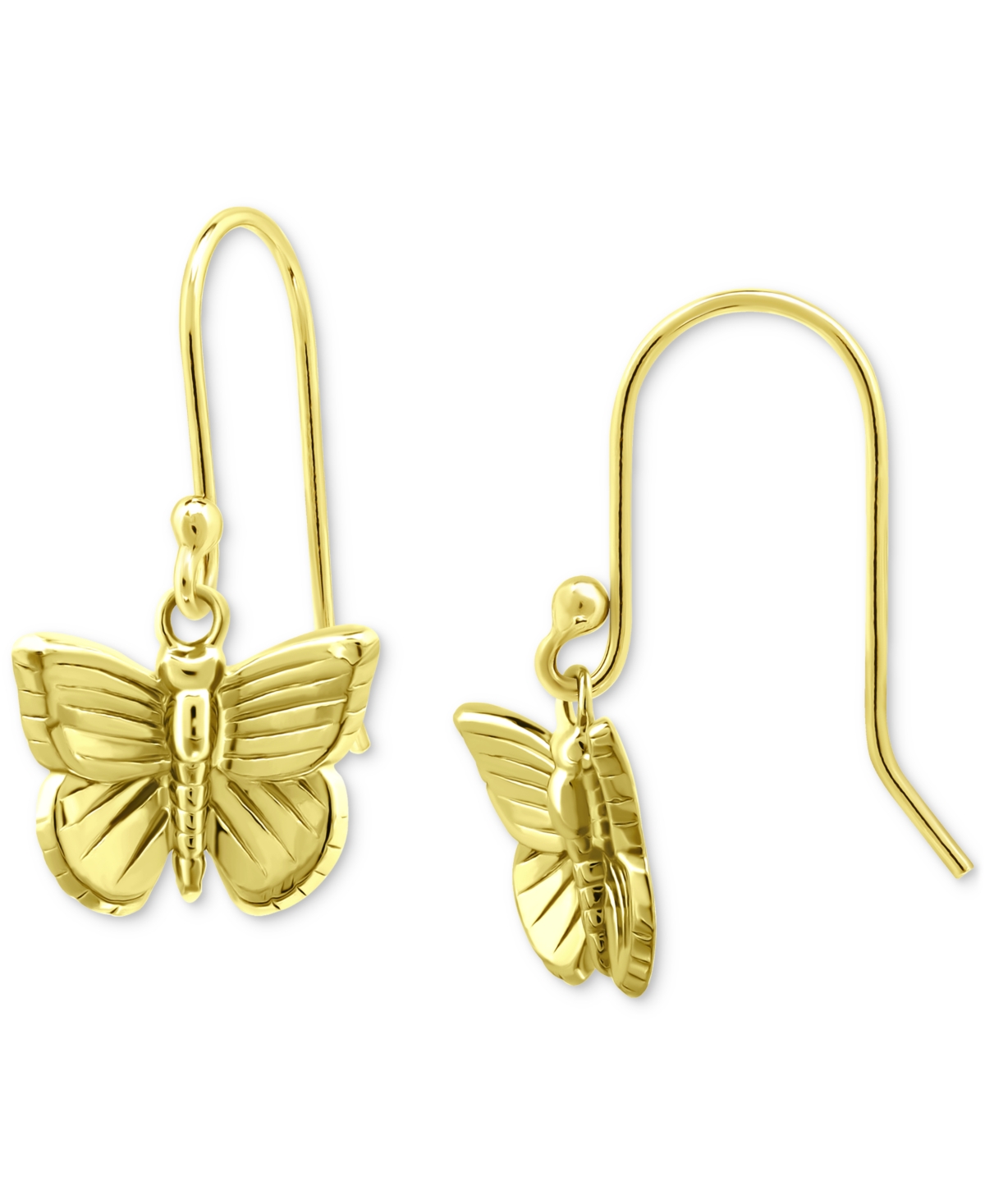 Giani Bernini Textured Butterfly Drop Earrings, Created For Macy's In Gold Over Silver