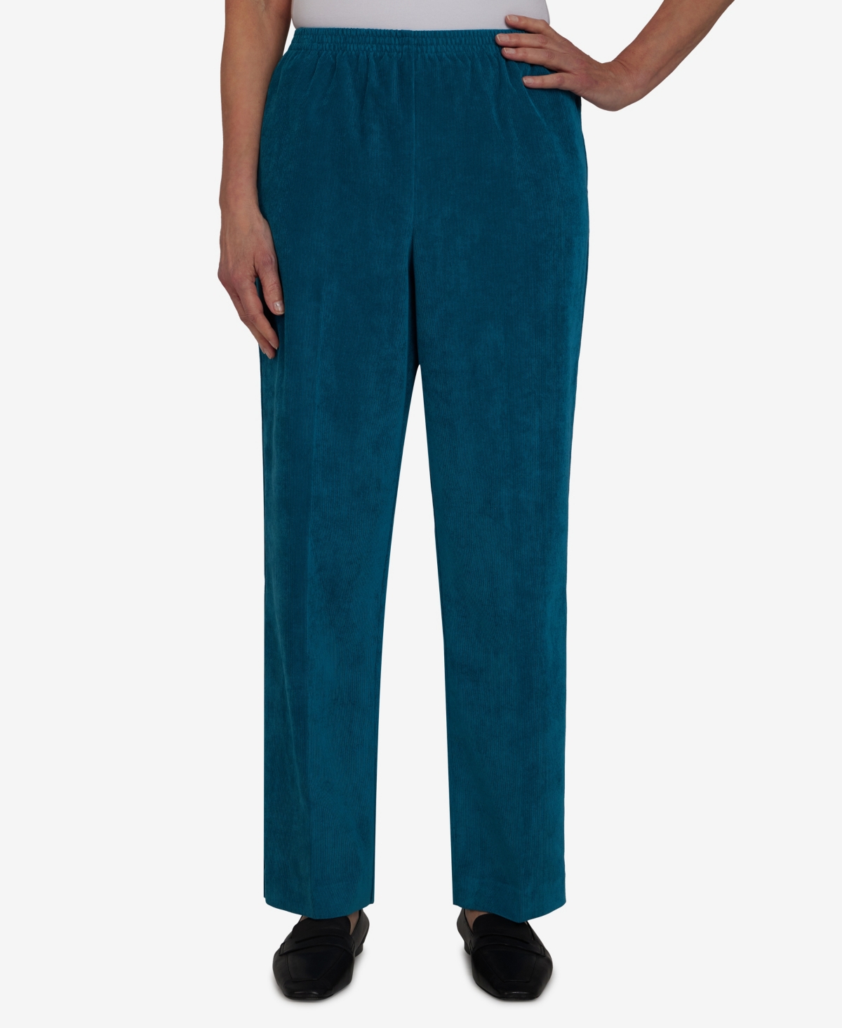 Alfred Dunner Petite Classics Pull-on Corduroy Straight Leg Pants, Petite & Petite Short In Teal