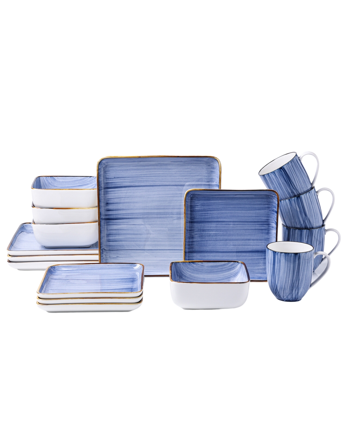 Esmeralda 16 Piece Dinnerware Set, Service for 4 - Light Blue