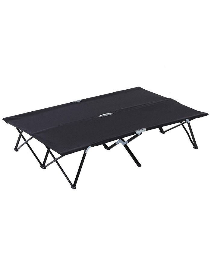 Outsunny 2 Person Folding Camping Cot for Adults, Extra Wide Outdoor